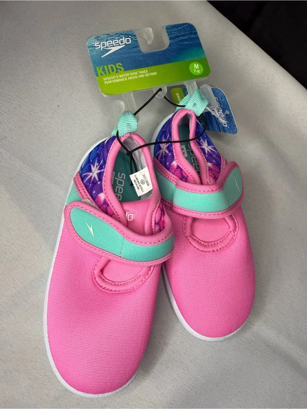 Speedo Kids Pink Water Shoes with Teal Strap Accents